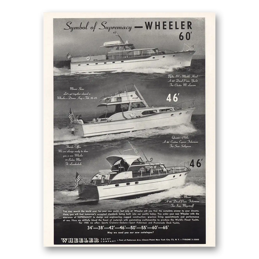 1955 Wheeler Yacht Symbol of Supremacy Vintage Magazine Print Ad