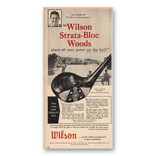 1955 Wilson Sporting Goods Strata Bloc Woods Vintage Magazine Print Ad