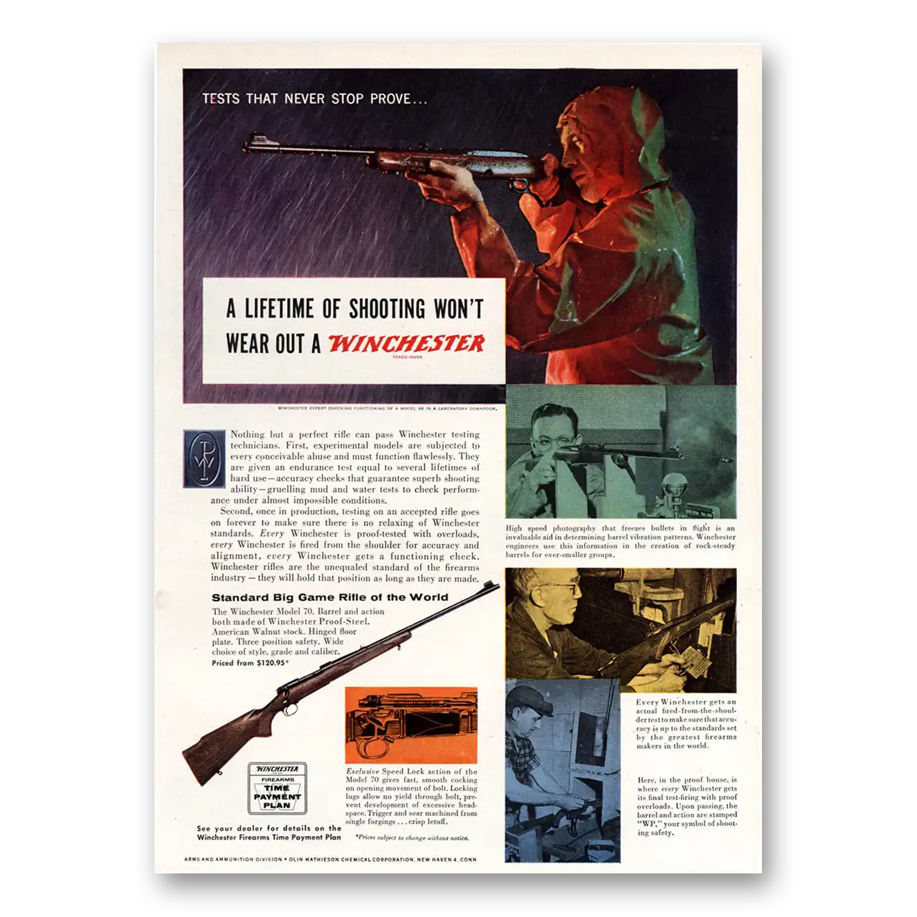 1955 Winchester Repeating Arms Lifetime of Shooting Vintage Magazine Print Ad