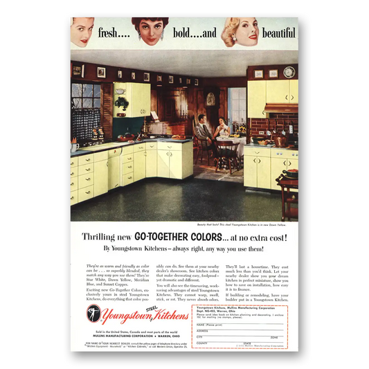 1955 Youngstown Kitchens Go Together Colors Vintage Magazine Print Ad