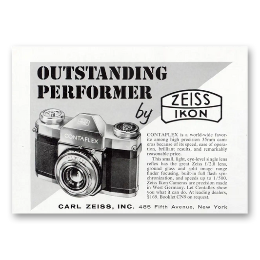 1955 Zeiss Ikon Camera Contaflex Camera Outstanding Performer Vintage Magazine Print Ad