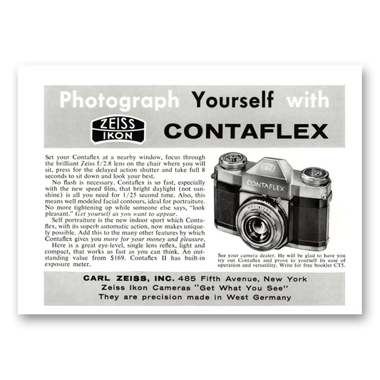 1955 Zeiss Ikon Contaflex Camera Photograph Yourself Vintage Magazine Print Ad