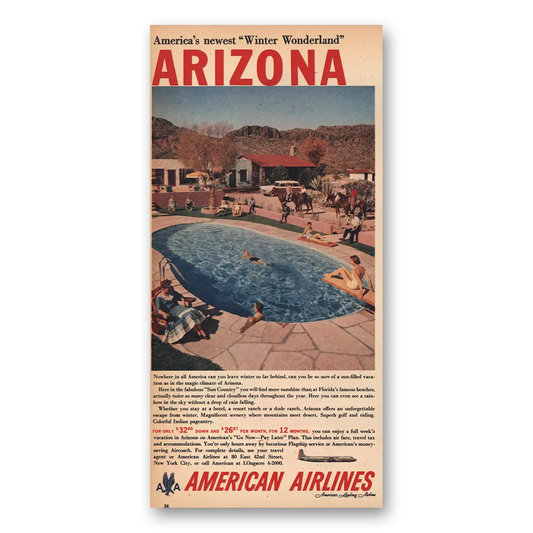 1956 American Airlines Arizona Vintage Magazine Print Ad