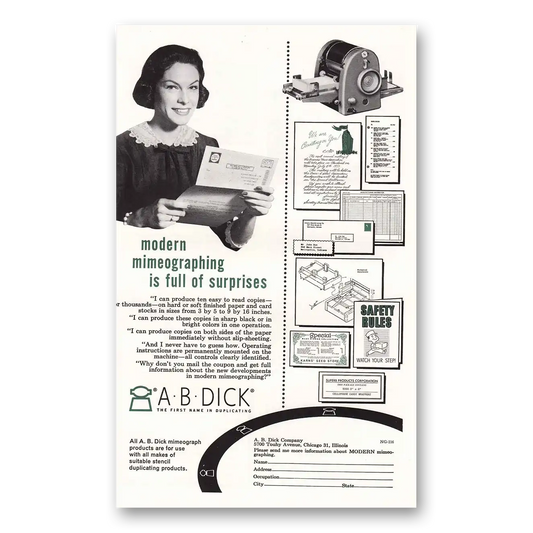 1956 Mimeograph Modern Mimeographing Vintage Magazine Print Ad