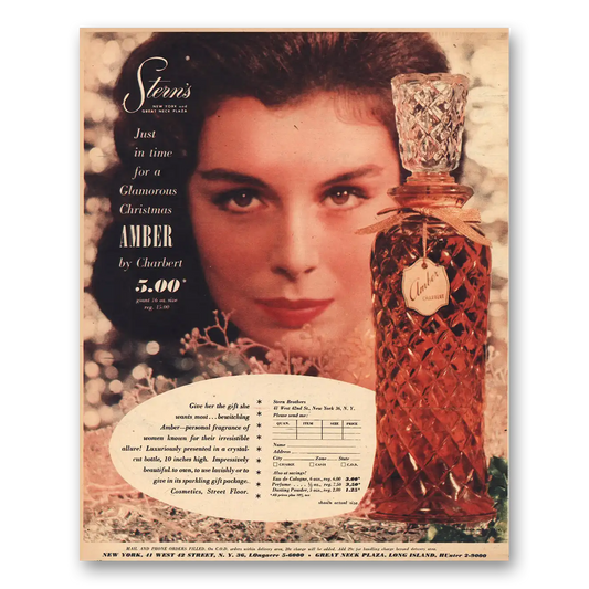 1956 Charbert Amber Perfume Glamorous Christmas Vintage Magazine Print Ad