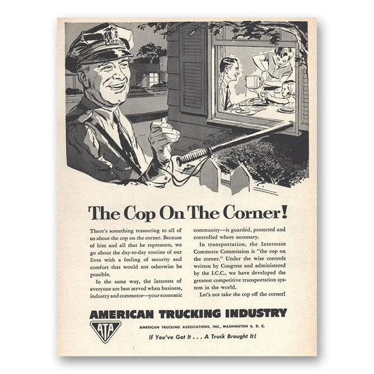 1956 American Trucking Cop On the Corner Vintage Magazine Print Ad