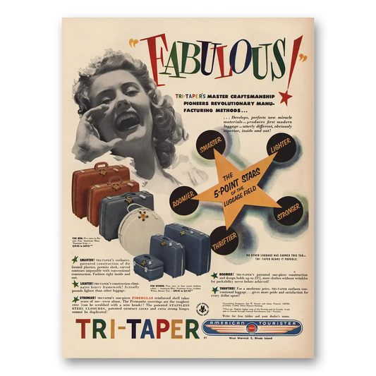 1956 American Tourister Luggage Fabulous Tri Taper Vintage Magazine Print Ad