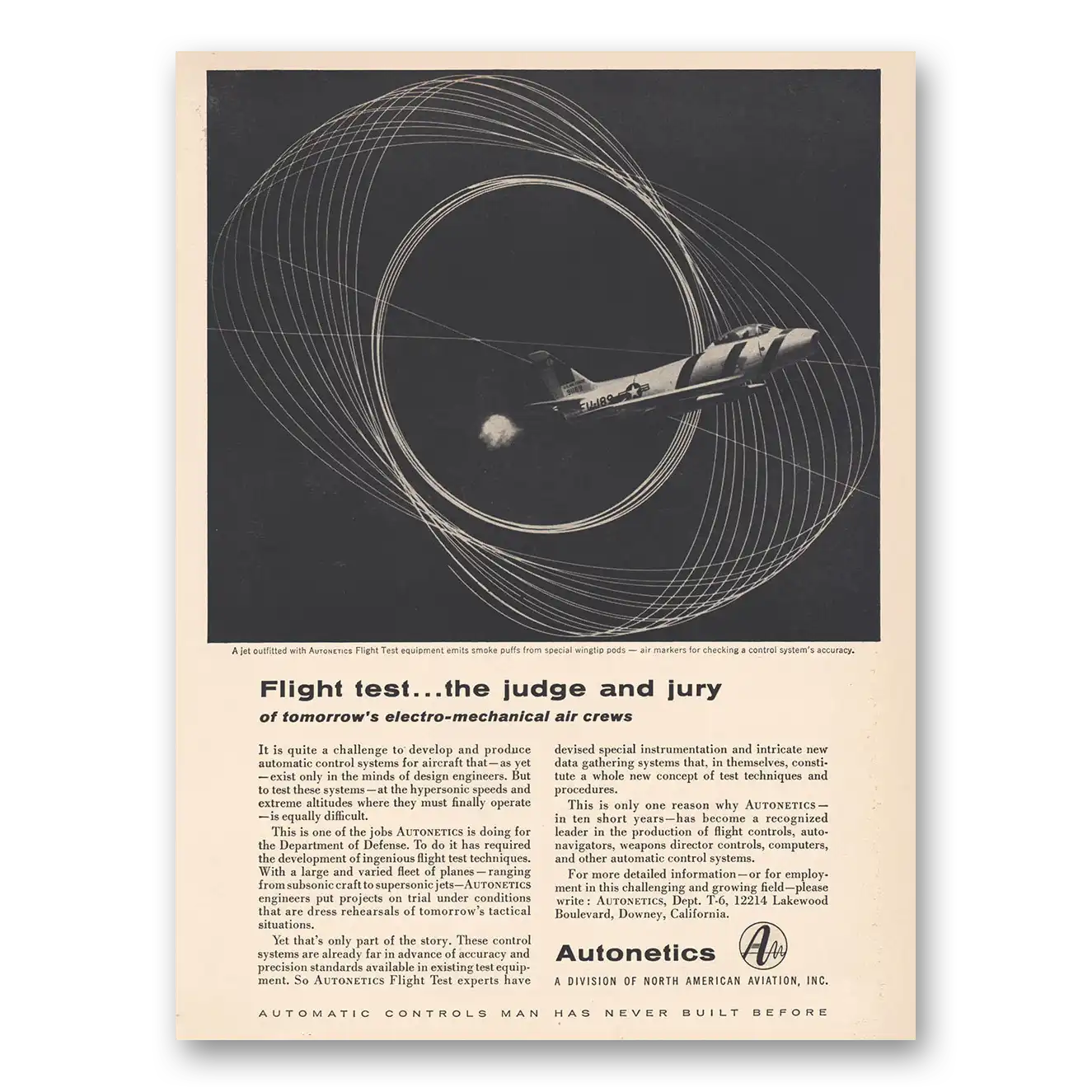 1956 Autonetics Flight Test the Judge and Jury Vintage Magazine Print Ad