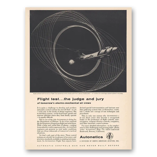 1956 Autonetics Flight Test the Judge and Jury Vintage Magazine Print Ad