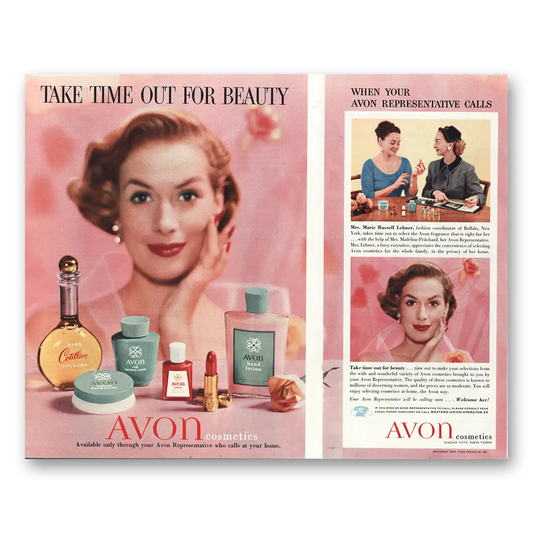 1956 Avon Take Time Out for Beauty Vintage Magazine Print Ad