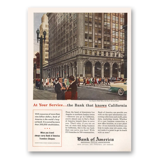 1956 Bank of America Los Angeles Head Office Vintage Magazine Print Ad