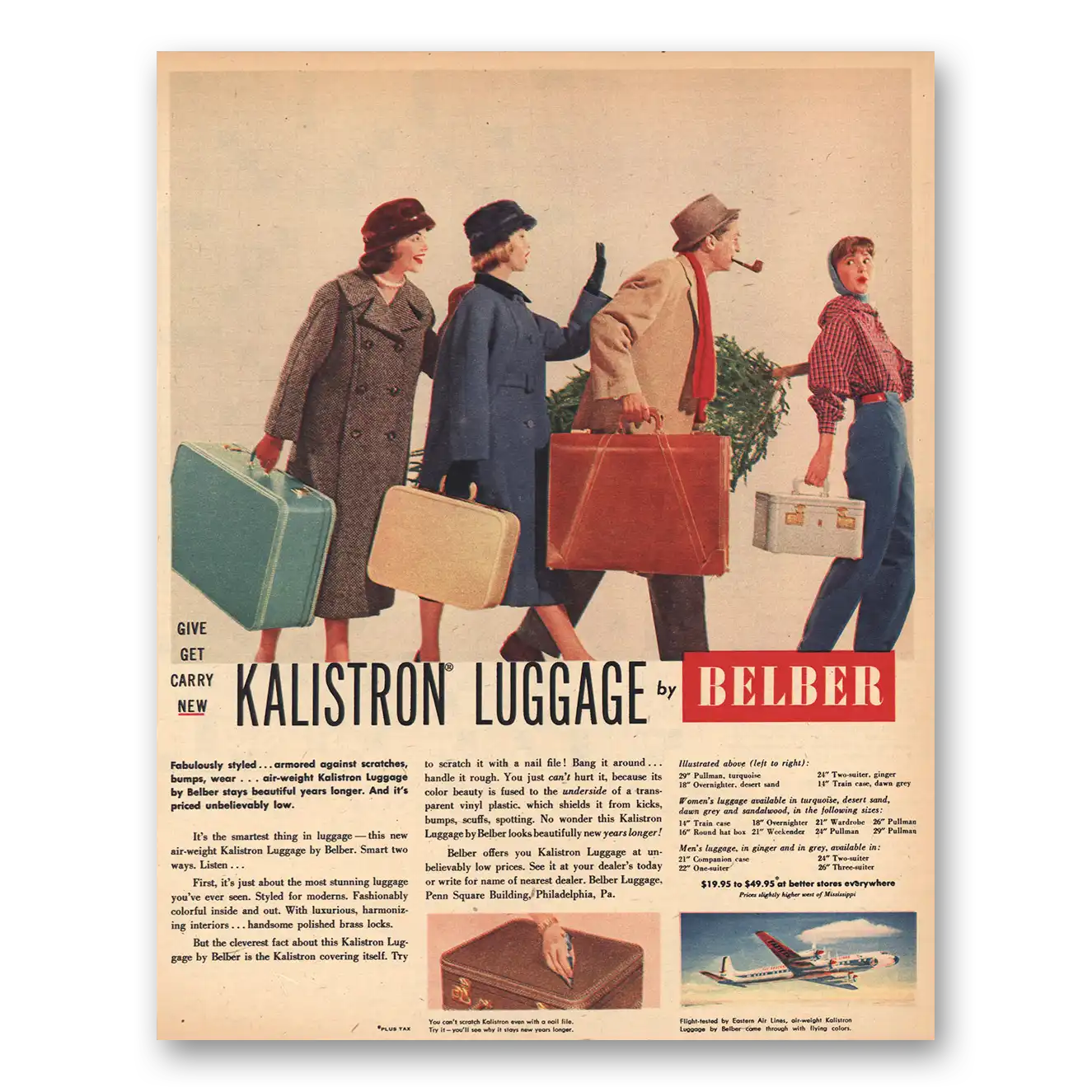 1956 Belber Luggage Kalistron Vintage Magazine Print Ad