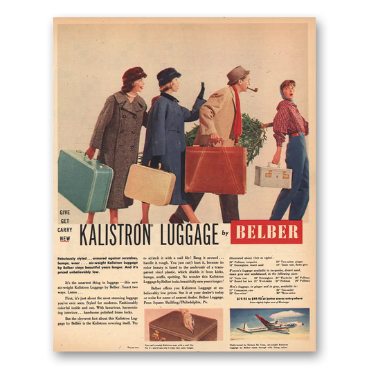 1956 Belber Luggage Kalistron Vintage Magazine Print Ad