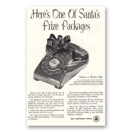 1956 Bell Telephone Santas Prize Packages Vintage Magazine Print Ad