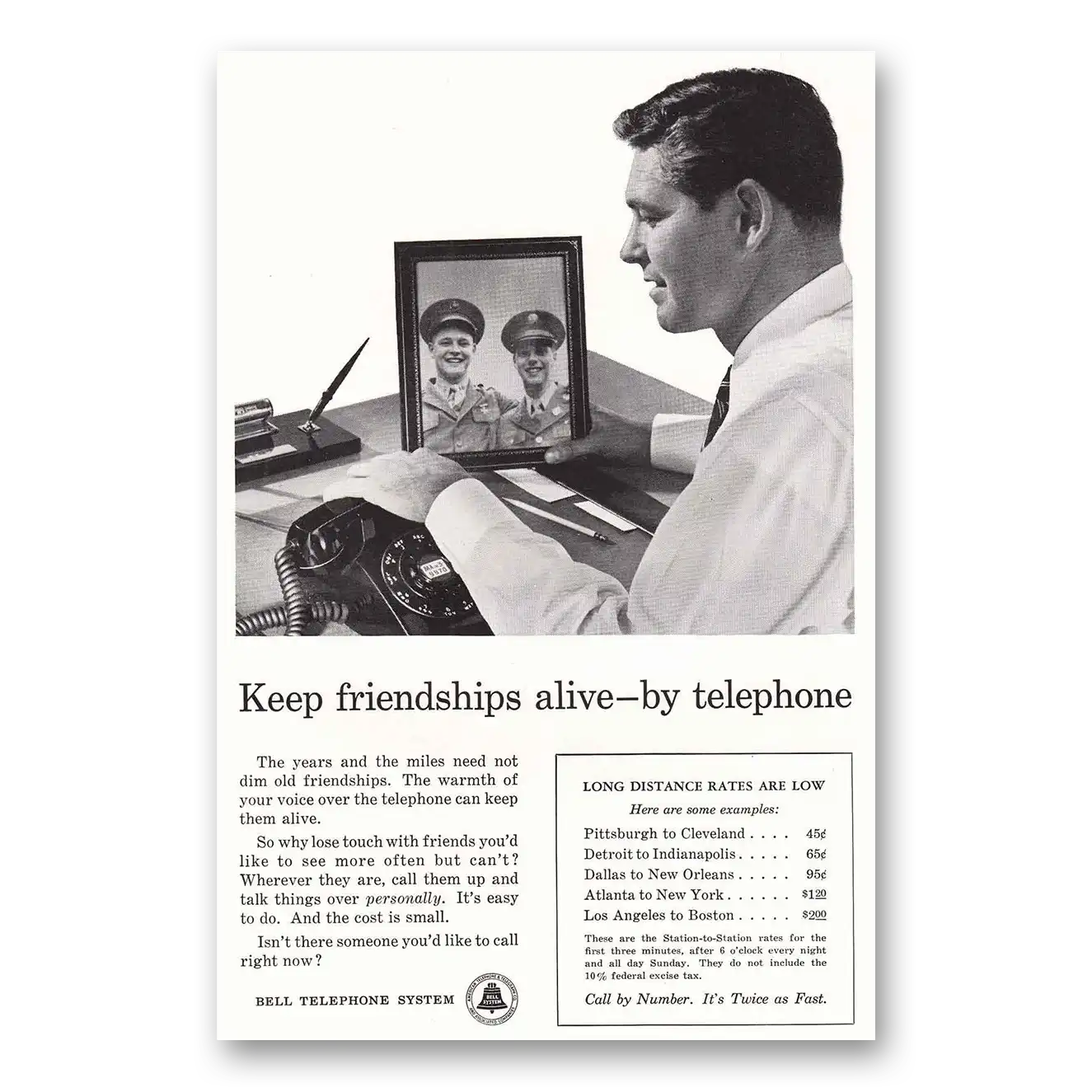 1956 Bell Telephone Military Keep Friendships Alive Vintage Magazine Print Ad