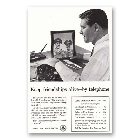 1956 Bell Telephone Military Keep Friendships Alive Vintage Magazine Print Ad