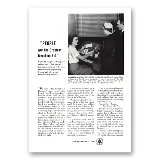 1956 Bell Telephone People are the Greatest Invention Vintage Magazine Print Ad