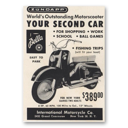 1956 Bella Motorscooter Bella Motorscooter Your Second Car Vintage Magazine Print Ad