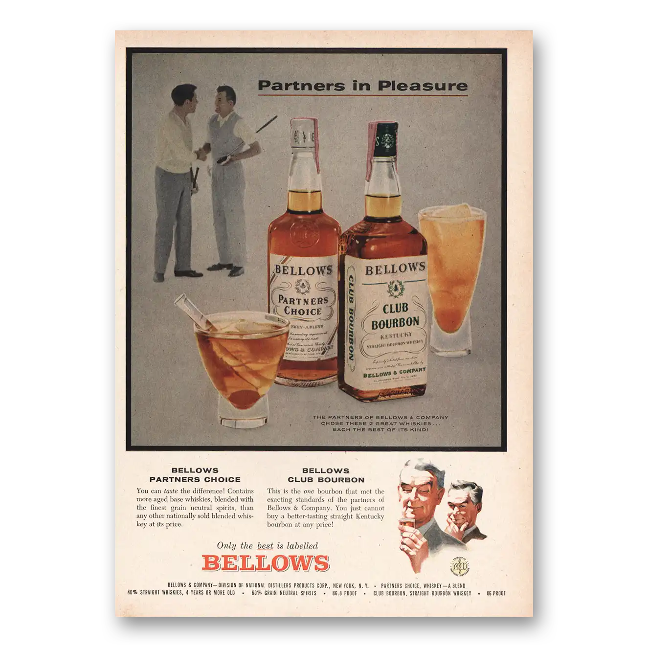 1956 Bellows Partners Choice Partners In Pleasure Vintage Magazine Print Ad