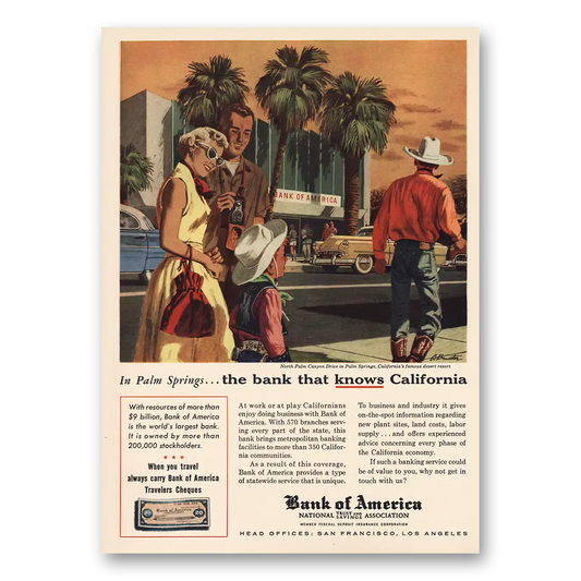 1956 Bank of America Palm Springs Vintage Magazine Print Ad