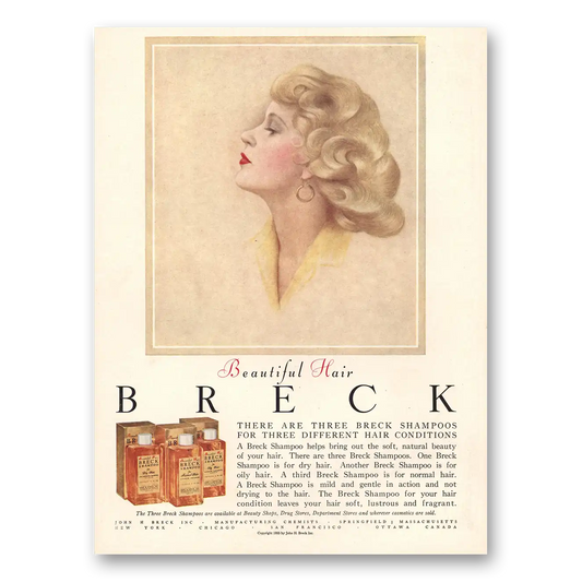 1956 Breck Shampoo Beautiful Hair Vintage Magazine Print Ad