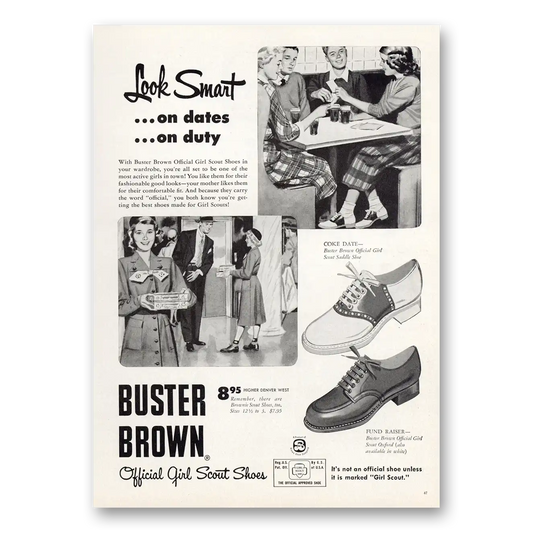 1956 Buster Brown Look Smart On Dates Vintage Magazine Print Ad