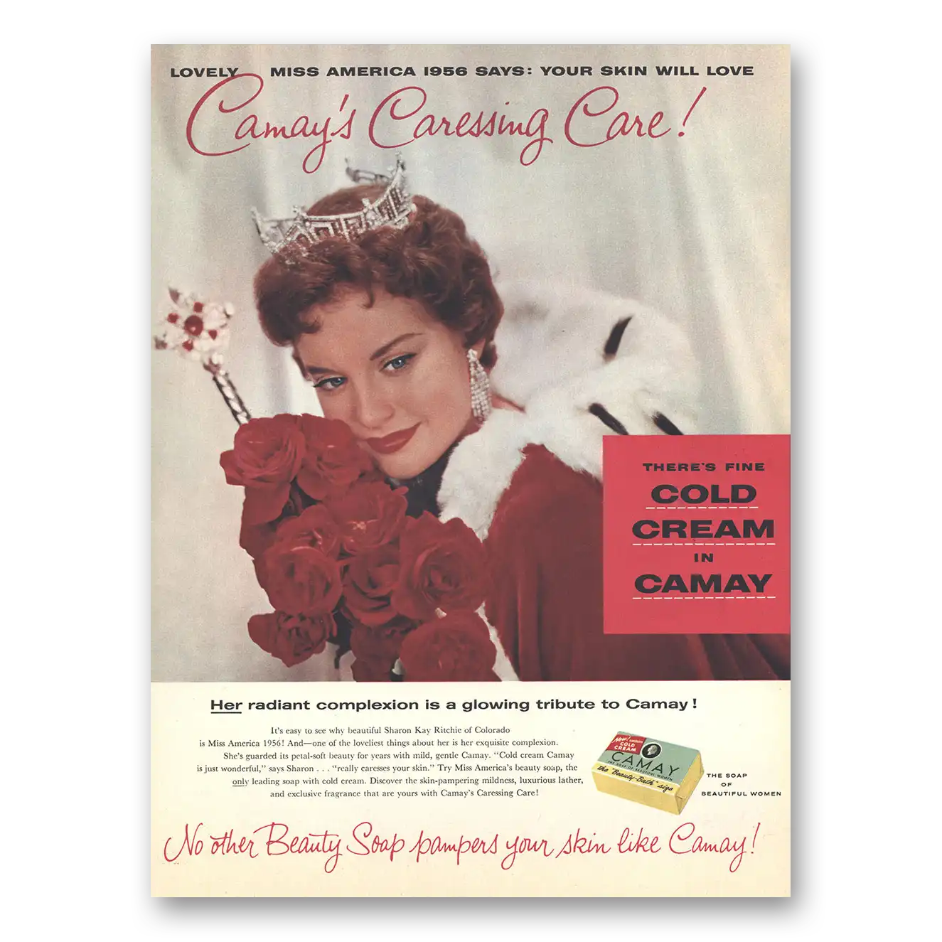 1956 Camay Soap Lovely Miss America Vintage Magazine Print Ad