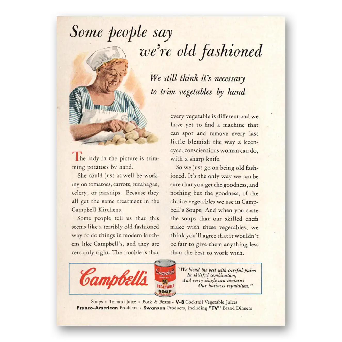 1956 Campbells Soup Some People Say We're Old Fashioned Vintage Magazine Print Ad