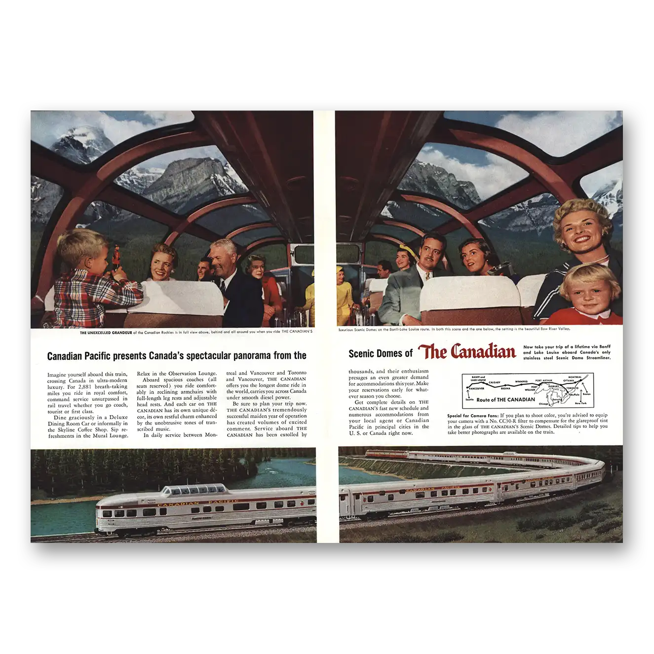 1956 Canadian Pacific Canadian Scenic Domes Canadian Rockies Vintage Magazine Print Ad