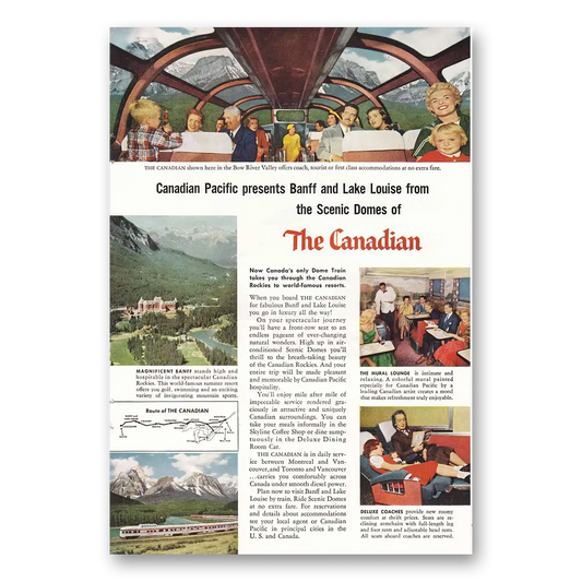 1956 Canadian Pacific Domes Banff Lake Louise Vintage Magazine Print Ad