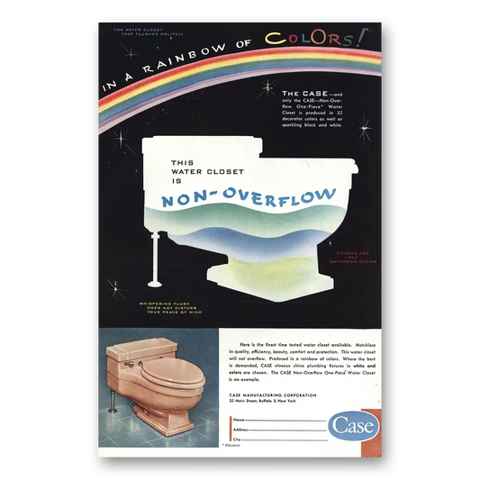 1956 Case Water Closet Rainbow of Colors Vintage Magazine Print Ad