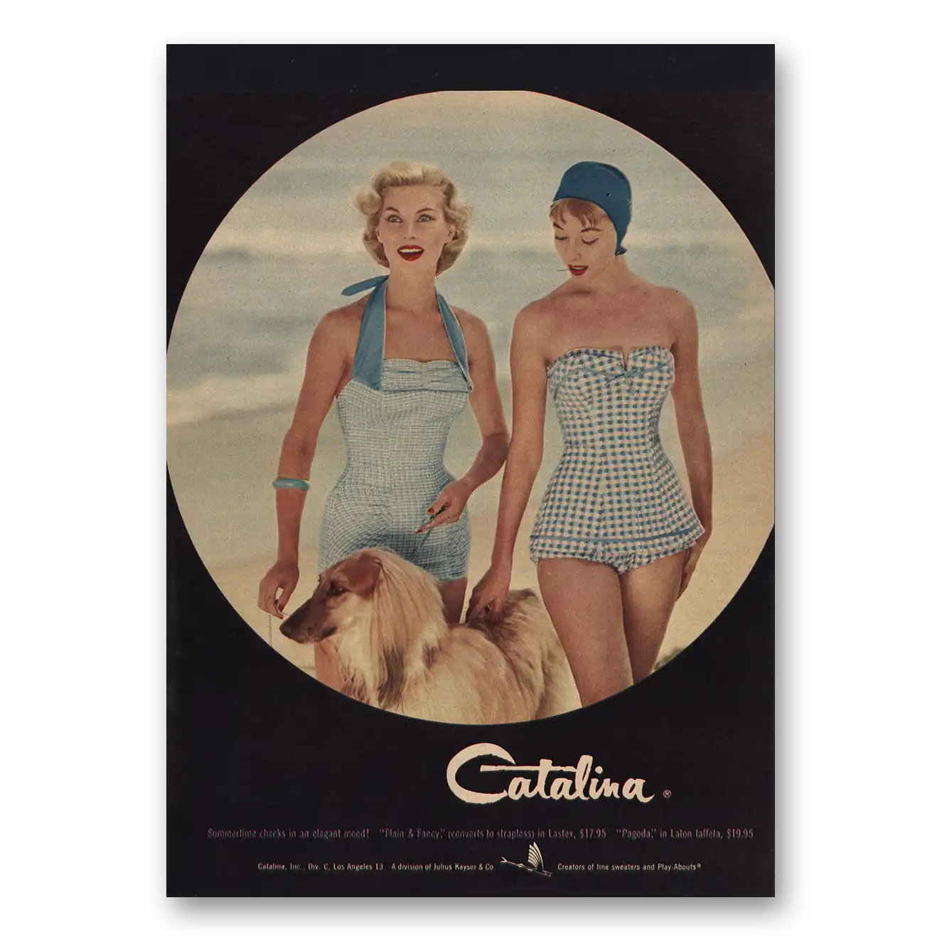 1956 Catalina Swimwear Summertime Checks Vintage Magazine Print Ad