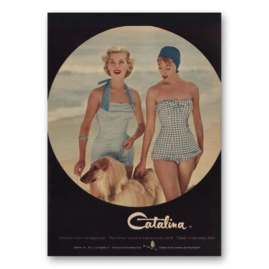 1956 Catalina Swimwear Summertime Checks Vintage Magazine Print Ad