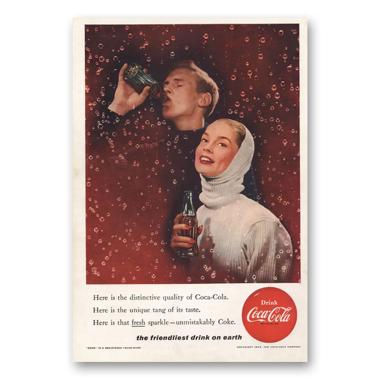 1956 Coca Cola Distinctive Quality Vintage Magazine Print Ad