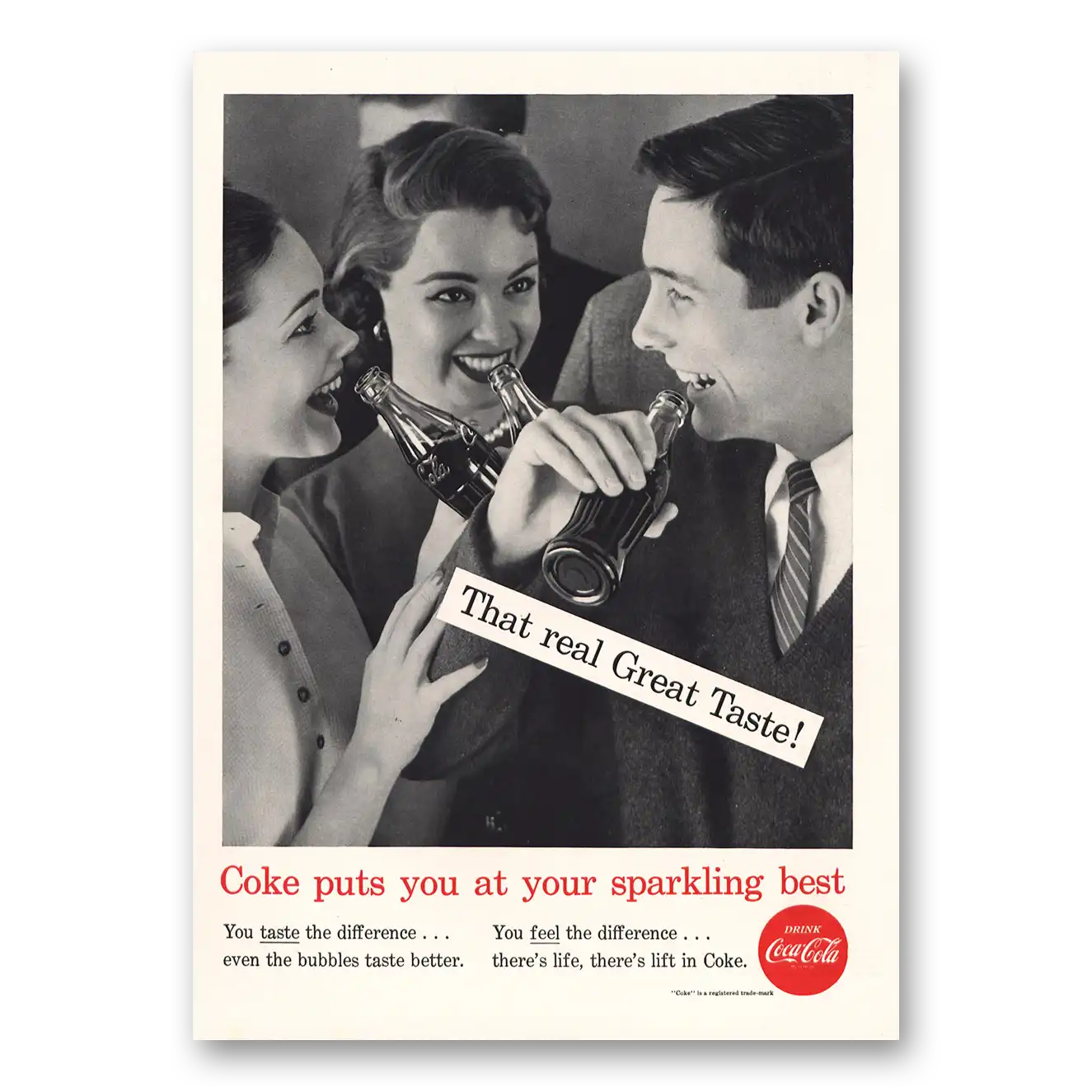 1956 Coca Cola Puts You at Sparkling Best Vintage Magazine Print Ad