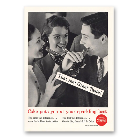 1956 Coca Cola Puts You at Sparkling Best Vintage Magazine Print Ad