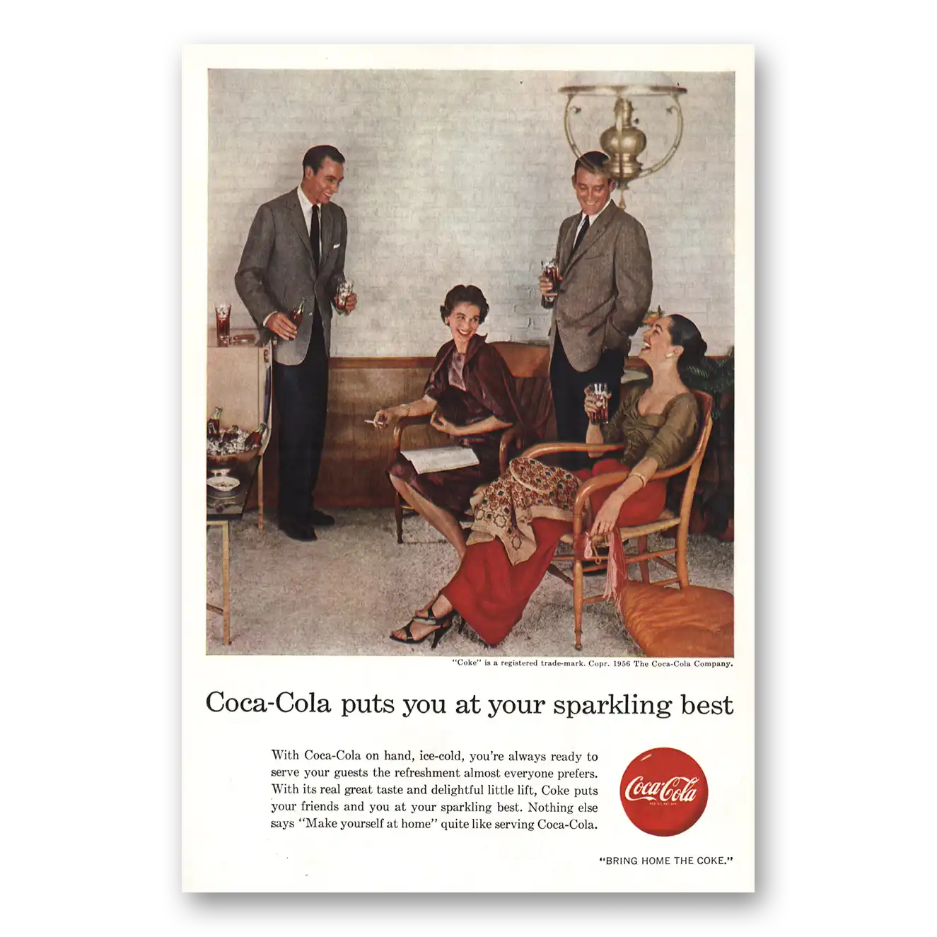 1956 Coca Cola Sparkling Best Vintage Magazine Print Ad