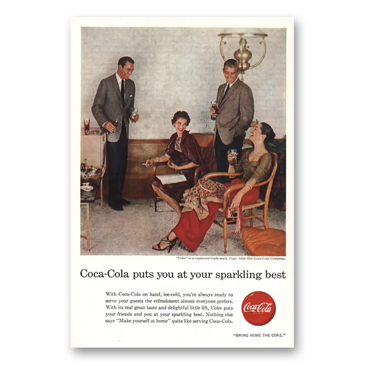 1956 Coca Cola Sparkling Best Vintage Magazine Print Ad