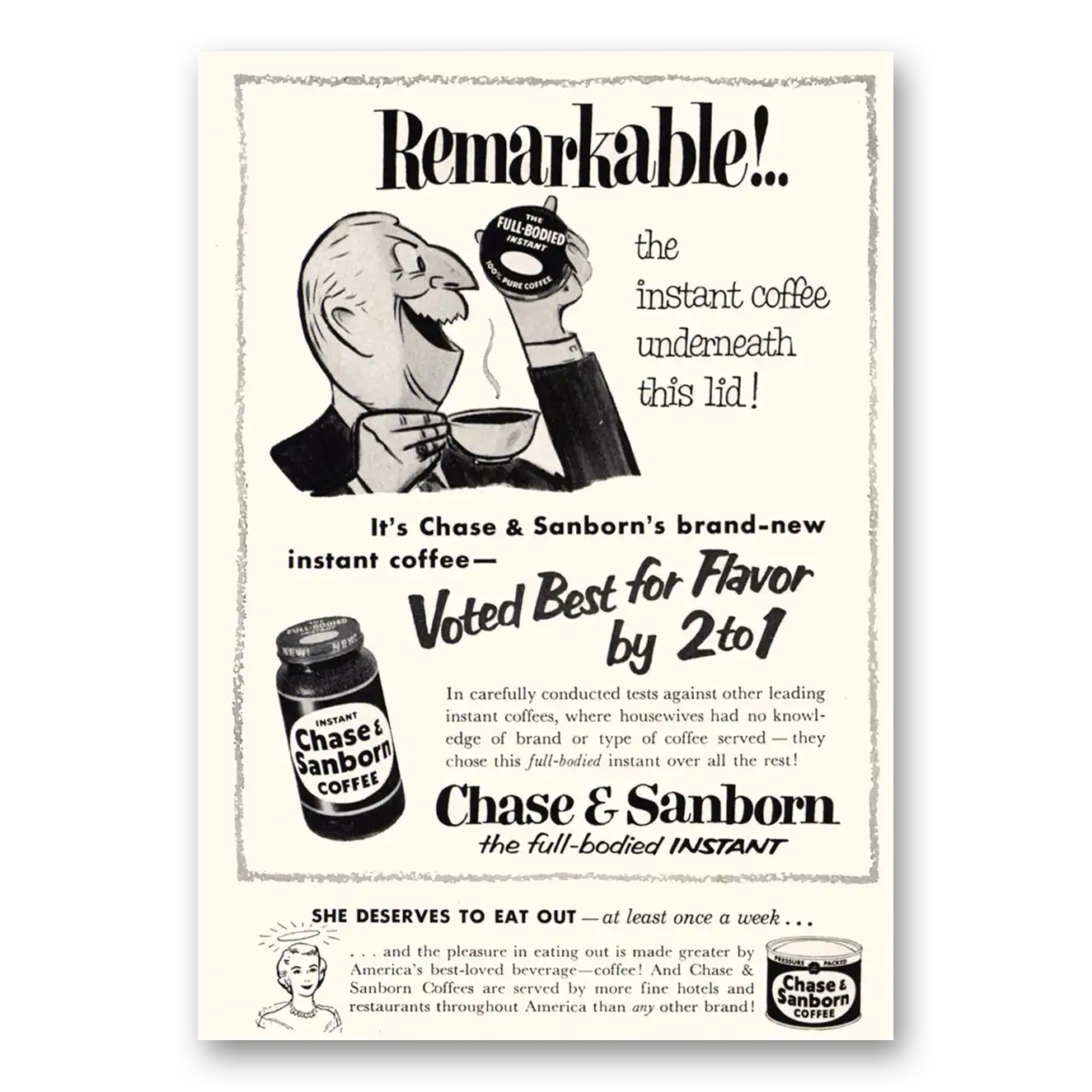 1956 Chase & Sanborn Coffee Remarkable Instant Coffee Vintage Magazine Print Ad