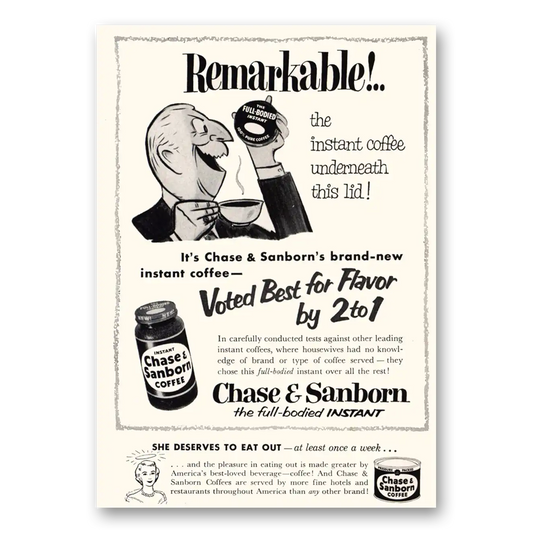 1956 Chase & Sanborn Coffee Remarkable Instant Coffee Vintage Magazine Print Ad