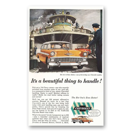 1956 Chevrolet Bel Air Beautiful Thing to Handle Ferry Vintage Magazine Print Ad