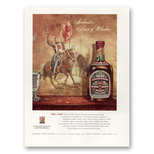 1956 Chivas Regal Scotlands Prince of Whiskies Vintage Magazine Print Ad