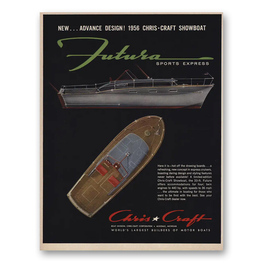 1955 Chris Craft Futura Sports Express Vintage Magazine Print Ad