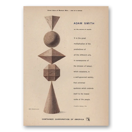 1956 Container Corporation of America Adam Smith Vintage Magazine Print Ad