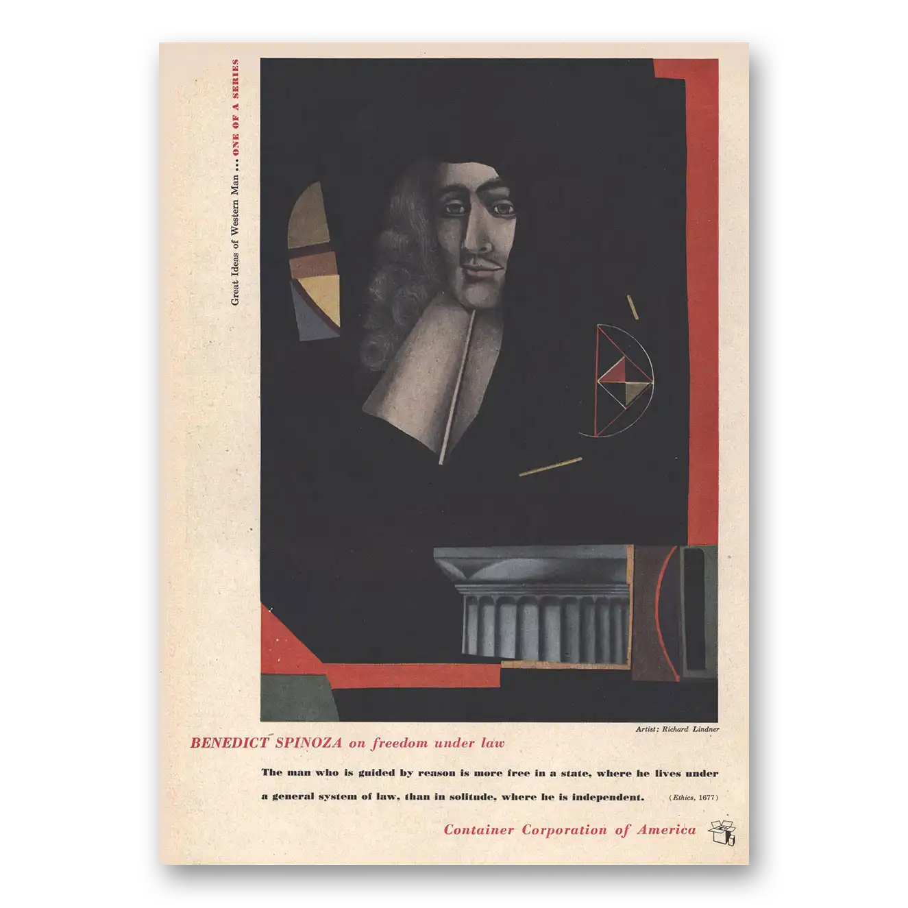 1956 Container Corporation of America Benedict Spinoza Vintage Magazine Print Ad