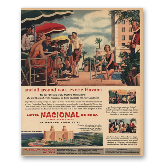 1956 Hotel Nacional de Cuba Exotic Havana Vintage Magazine Print Ad