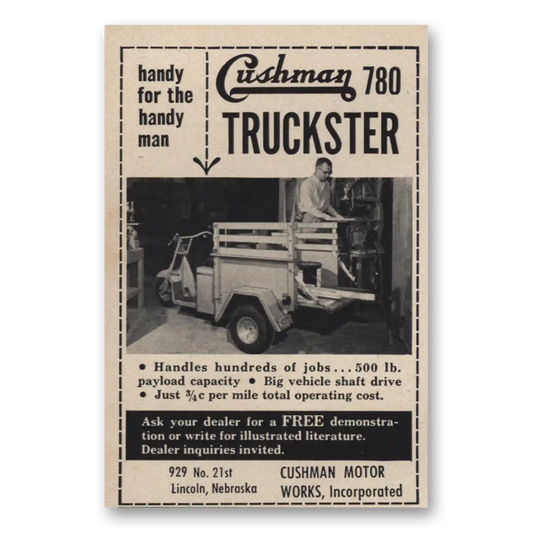 1956 Cushman Truckster Handy for the Handy Man Vintage Magazine Print Ad