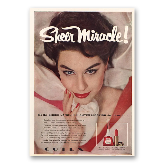 1956 Cutex Sheer Miracle Vintage Magazine Print Ad