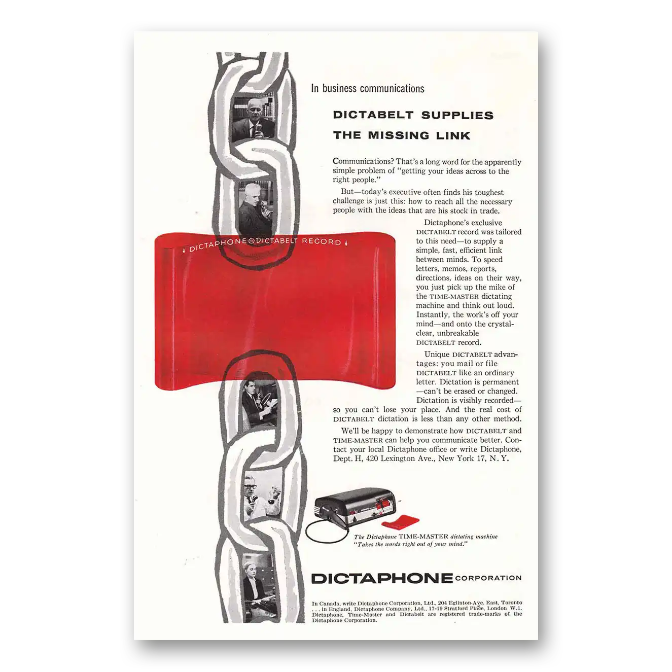 1956 Dictaphone Missing Link Vintage Magazine Print Ad