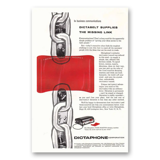 1956 Dictaphone Missing Link Vintage Magazine Print Ad